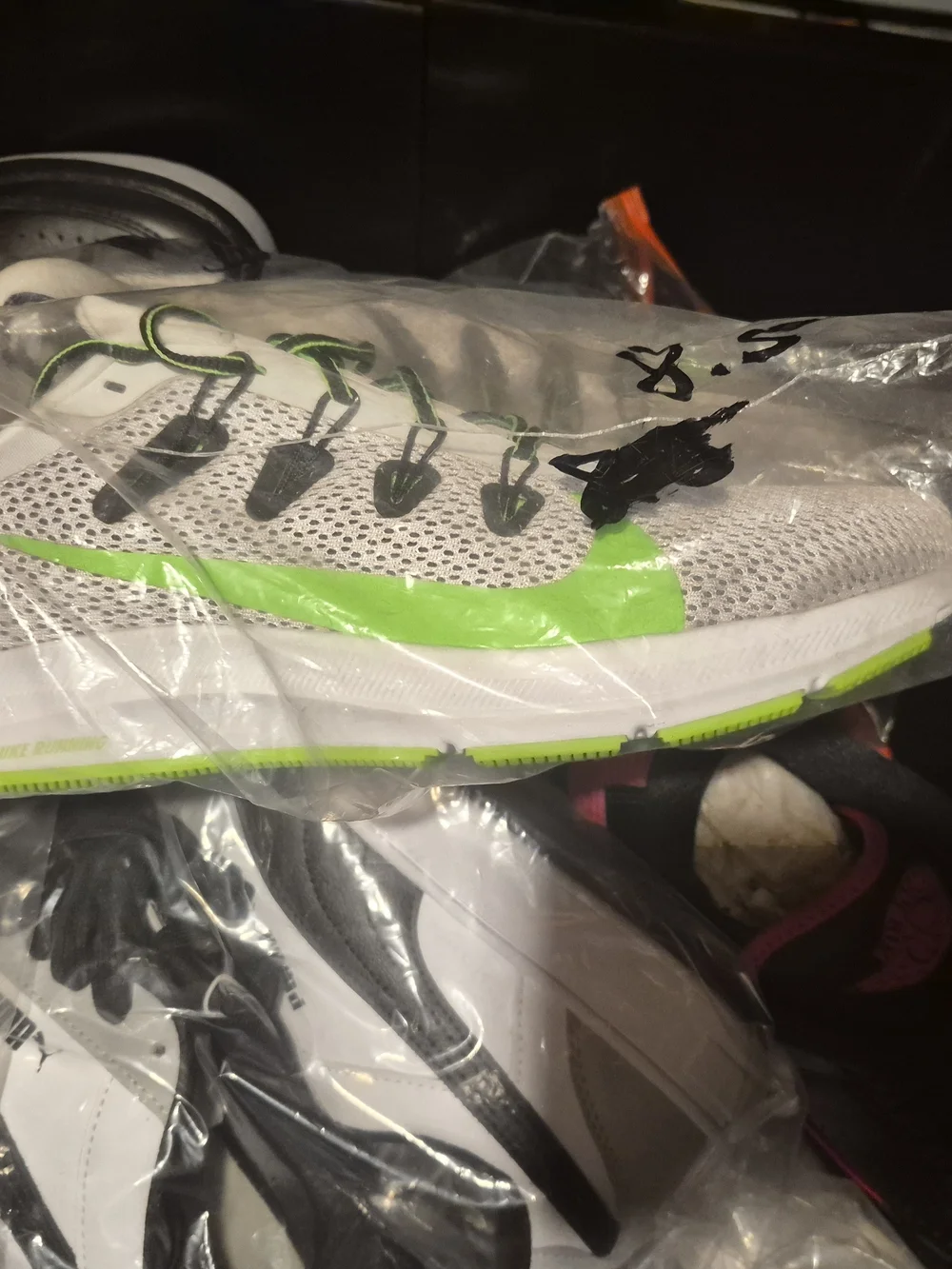 Nike Kids White and Neon Green Mesh Sneakers